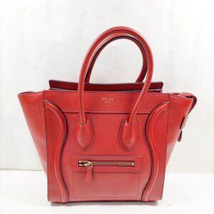 CELINE Hand Bag Red Leather mon-541-091225